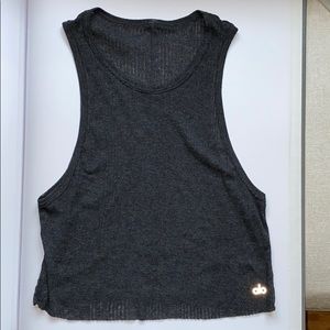 Alo yoga Dark gray knitted muscle tee
